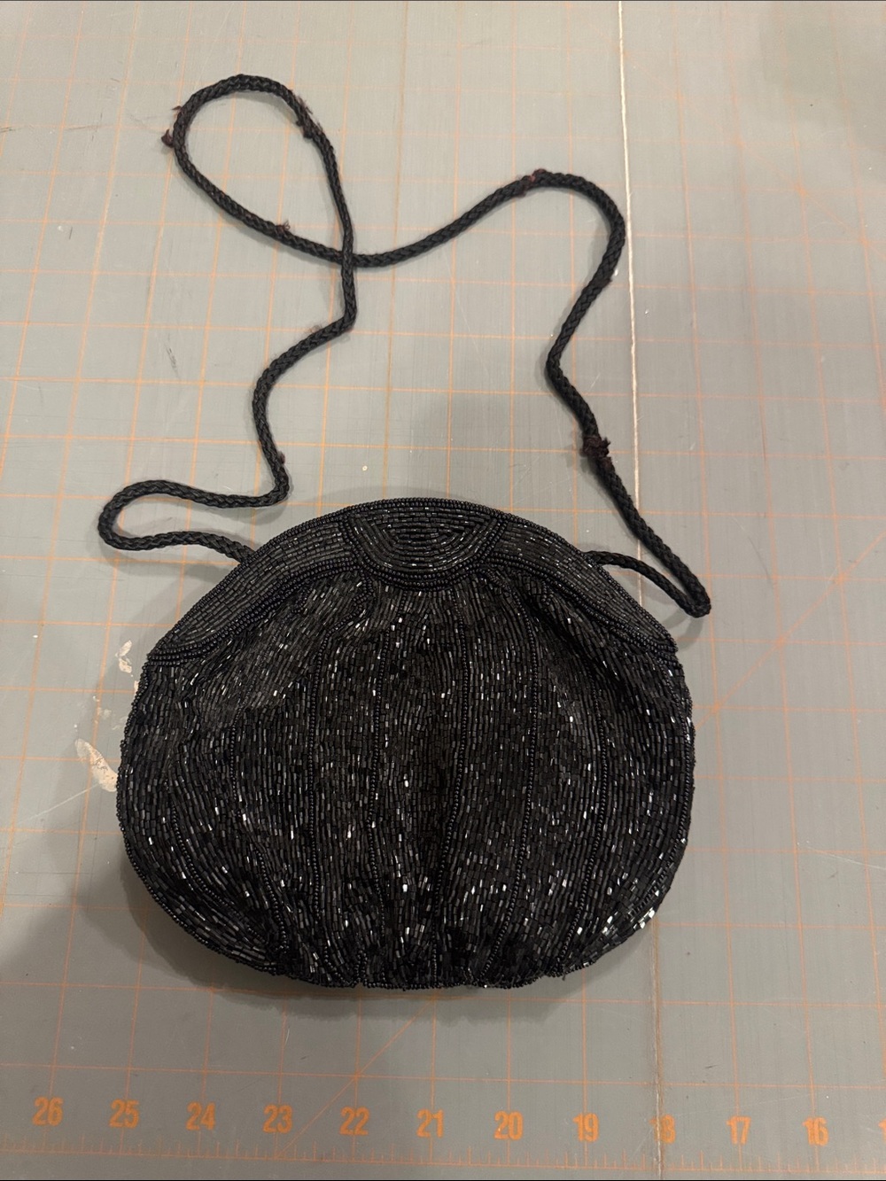 Black Beaded Evening Crossbody Bag